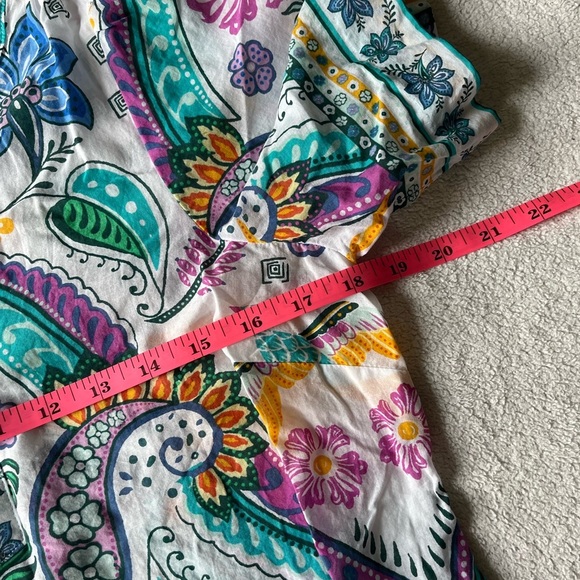 Talbots Peasant Style Top, lightweight material whimsical floral pattern. Sz SP - Picture 8 of 9